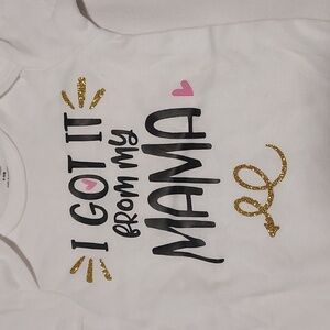 I got it from my mama carter’s one piece size 6-9 M new without tag never worn